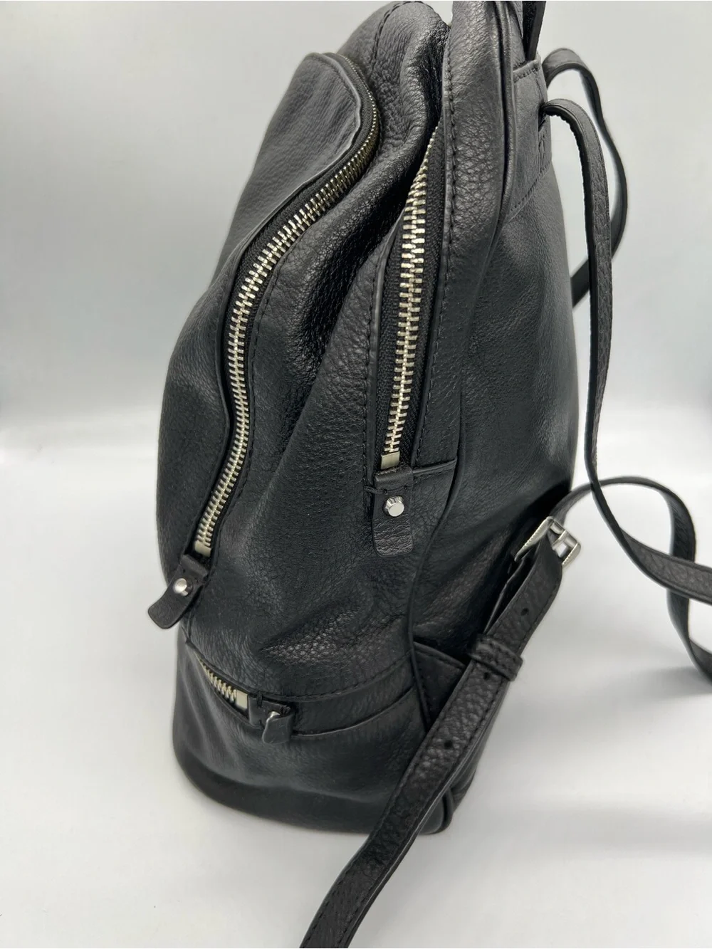 Michael Kors Black Pebbled Leather Backpack with Silver Hardware